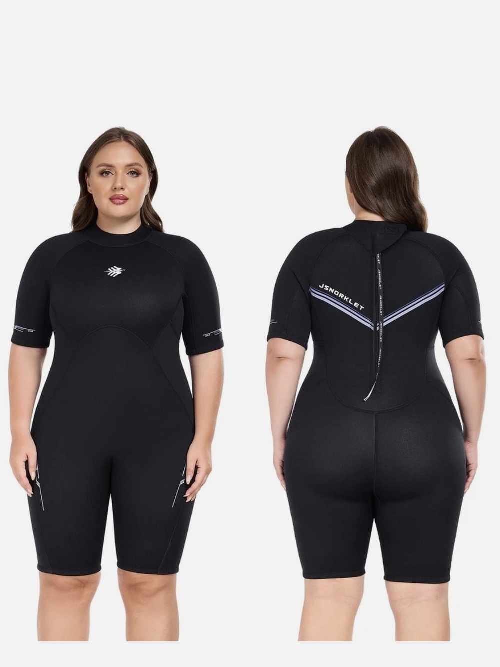 Plus-Size Short Sleeve One-Piece Wetsuit – Black